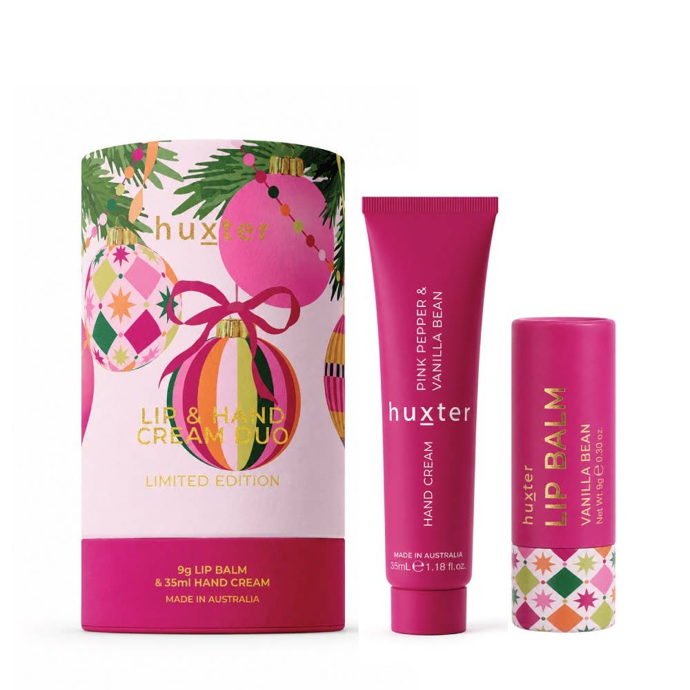 Lip & Hand Cream Duo -  Adorned Xmas - (Incl. Pink Pepper & Vanilla Bean 35mlH'Cream + Vanilla Bean 9gm Lip Balm)