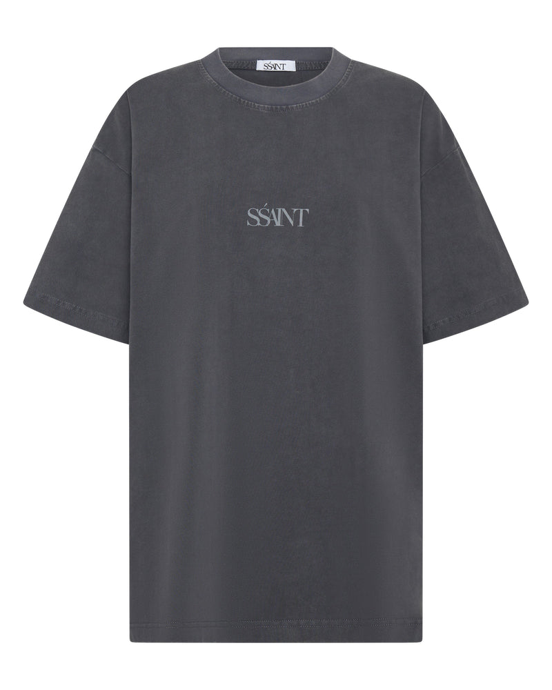 SŚAINT No Vacancy Tee - Charcoal Acid Wash
