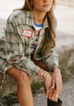 FAR MER Military Check Boyfriend Button Up