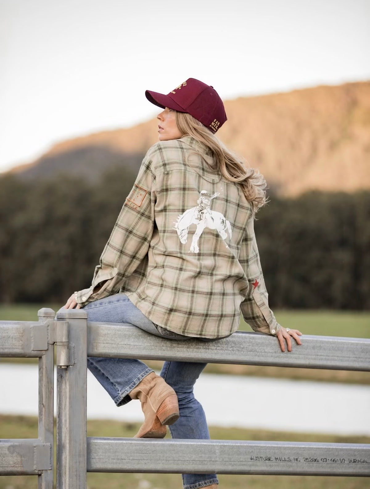 FAR MER Military Check Boyfriend Button Up