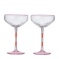 Lena S/2 Glass Rib Cocktail Glass Pink/Orange