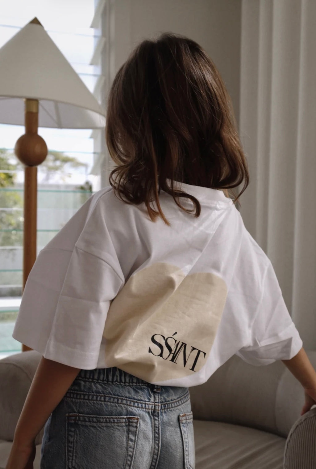 SŚAINT Kids Heart Tee - Cream Heart