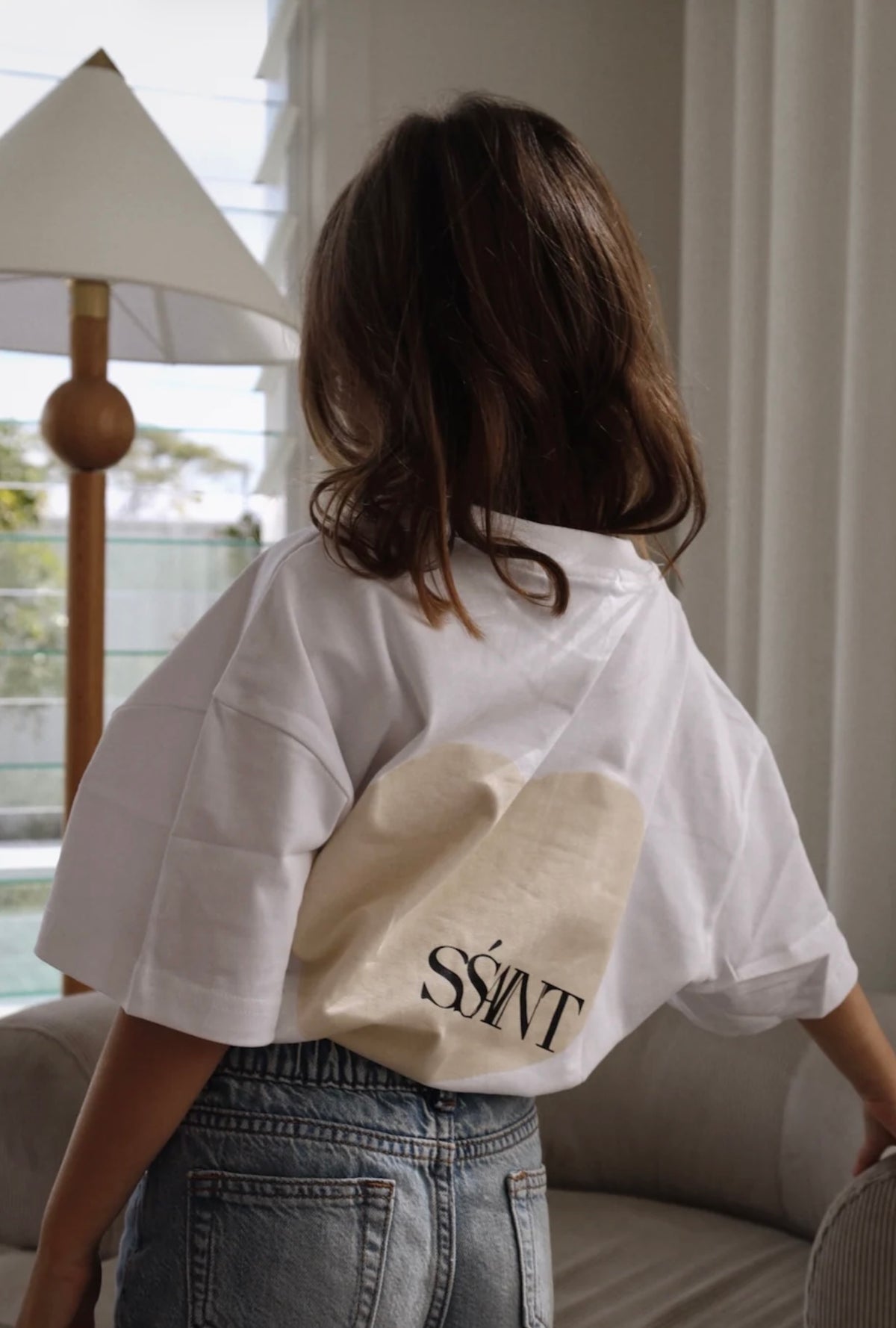 SŚAINT Kids Heart Tee - Cream Heart