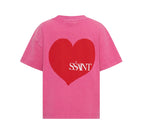 SŚAINT Kids Heart Tee Acid Wash Pink