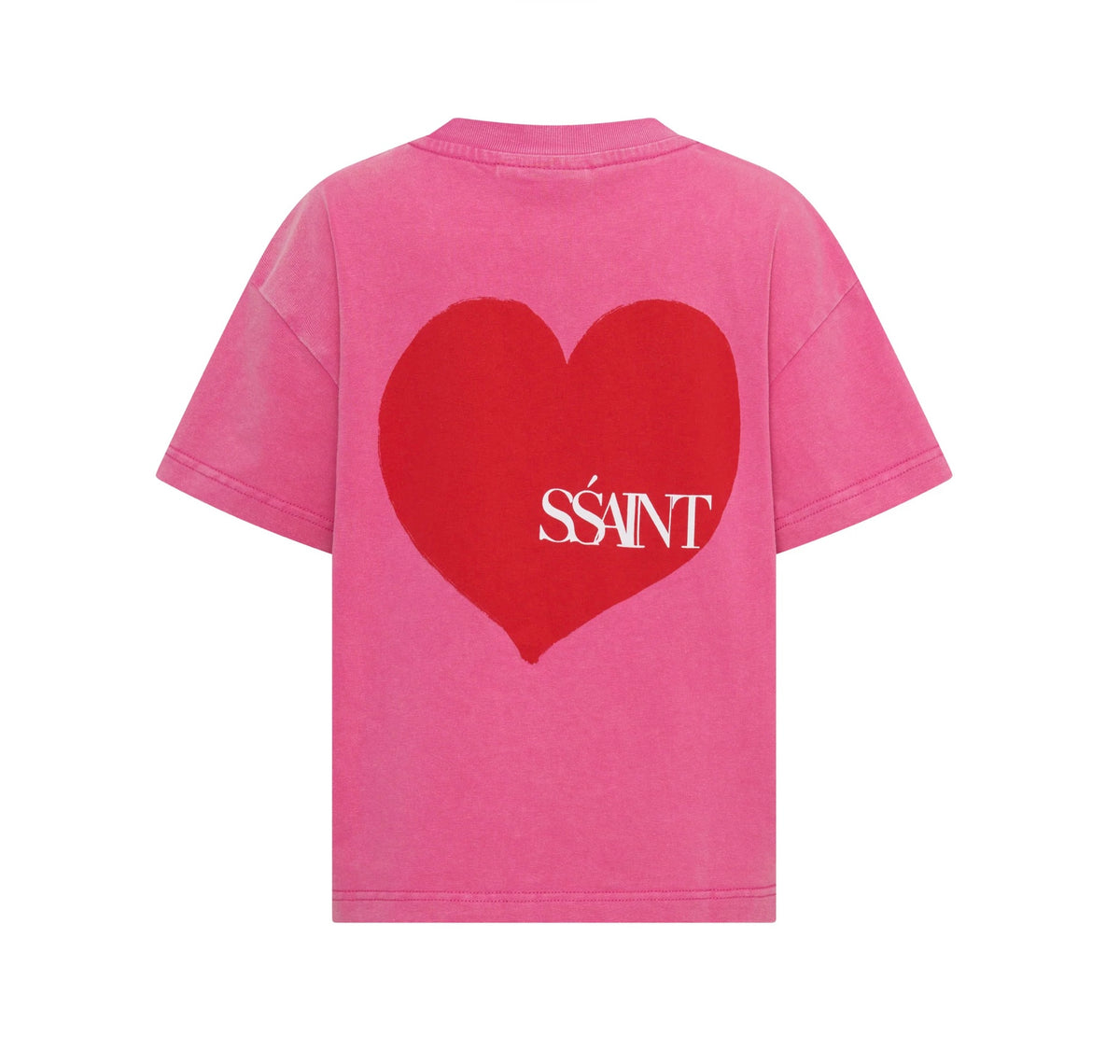 SŚAINT Kids Heart Tee Acid Wash Pink