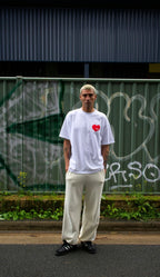 SŚAINT Heart Tee - White with Red Heart