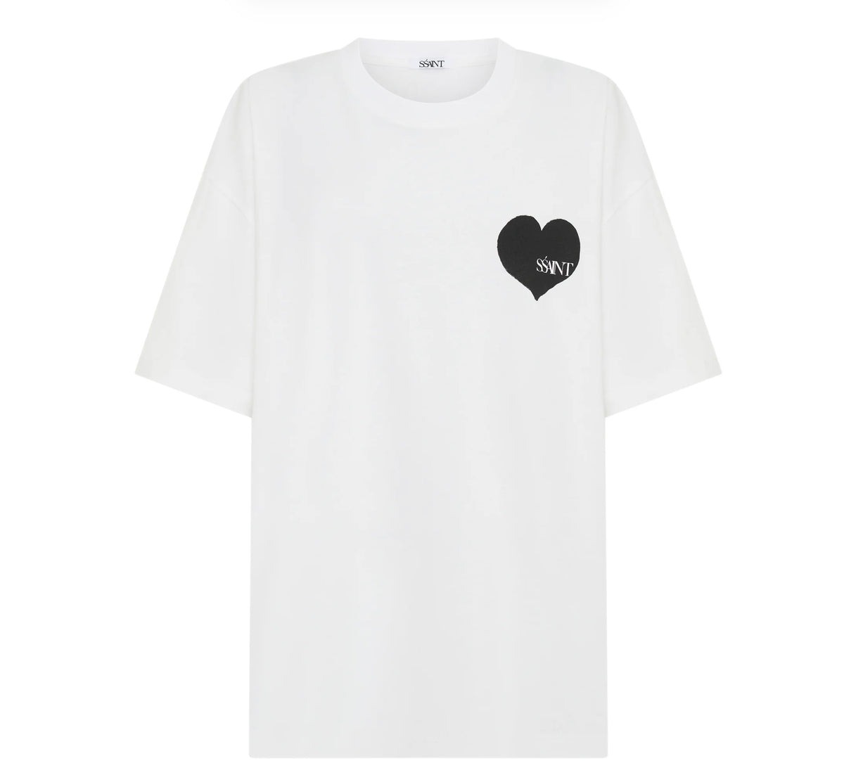 SŚAINT Heart Tee - White with Black Heart