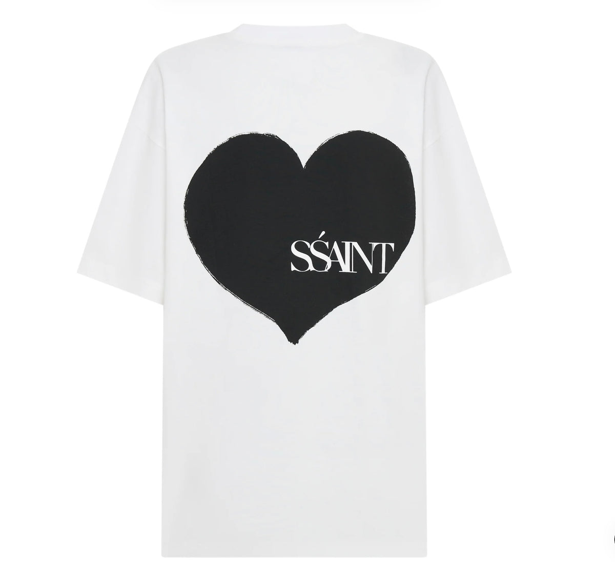 SŚAINT Heart Tee - White with Black Heart