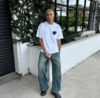 SŚAINT Heart Tee - White with Black Heart