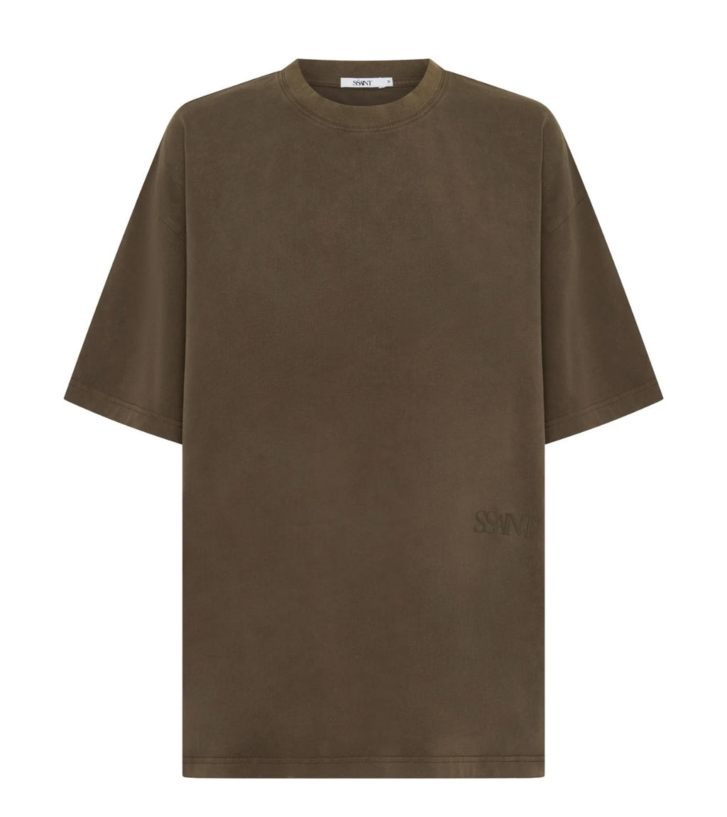 SŚAINT Boxy Tonal Panel Tee - Vintage Brown
