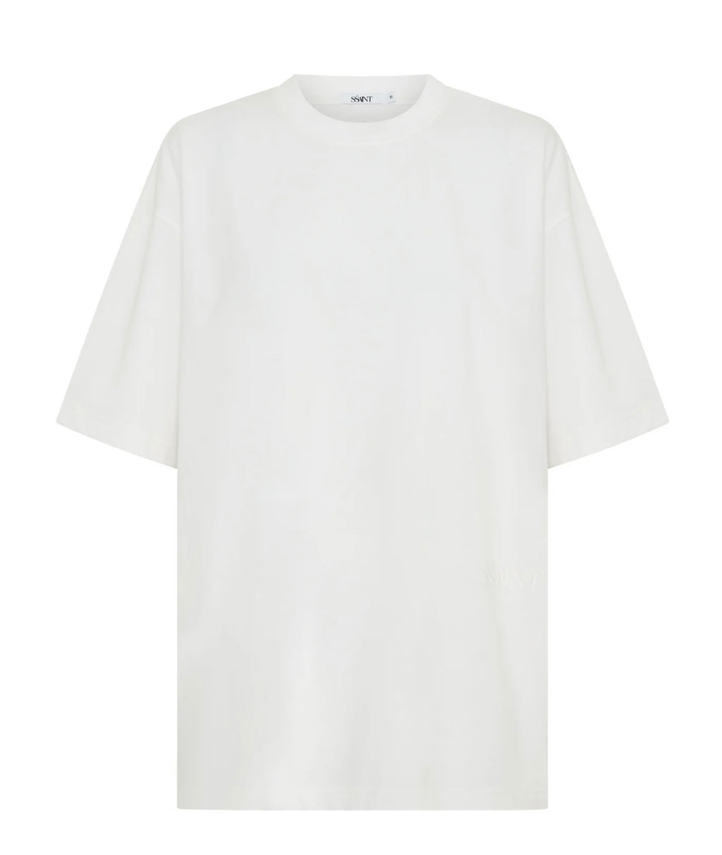 SŚAINT Boxy Tonal Panel Tee - Crisp White