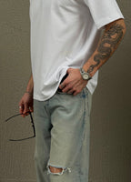 SŚAINT Boxy Tonal Panel Tee - Crisp White