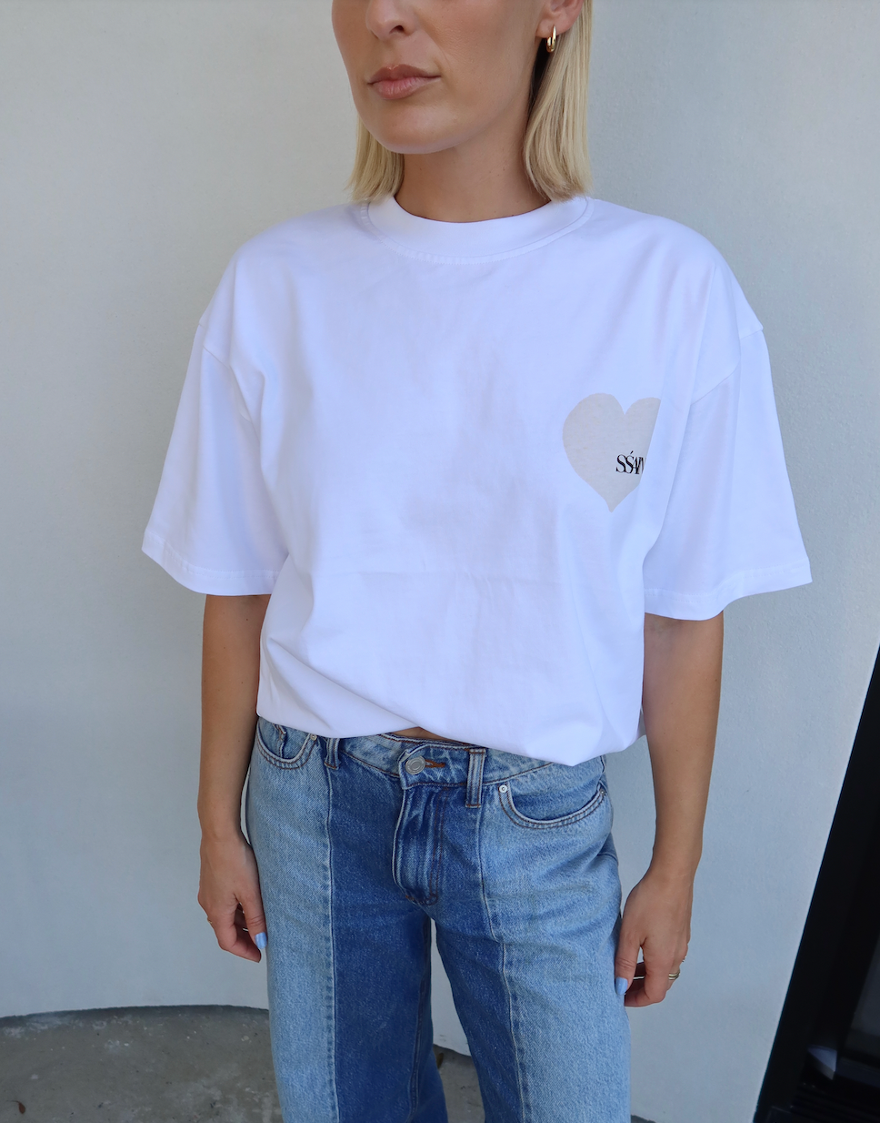 SŚAINT Heart Tee - White & Cream