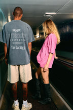 SŚAINT No Vacancy Tee - Charcoal Acid Wash